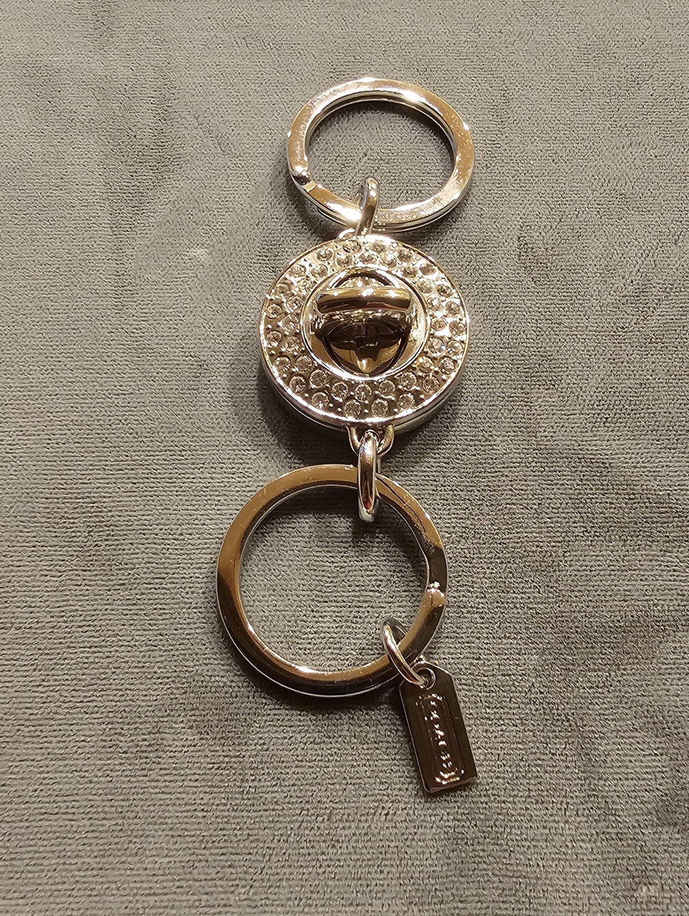 Coach Silver and Crystal Keychain, Previously owned